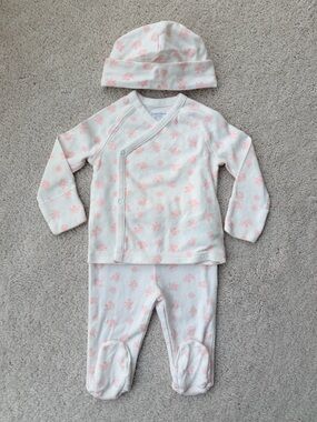 Ralph Lauren White and Light Pink Infant 3-Piece Pajama Set